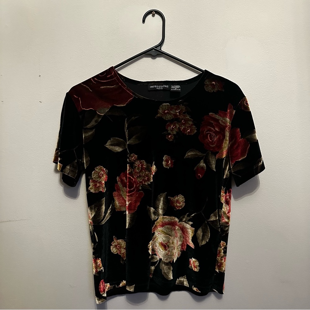 Vintage floral velvet top